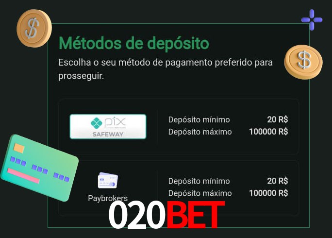 O cassino 020Bet oferece uma grande variedade de métodos de pagamento
